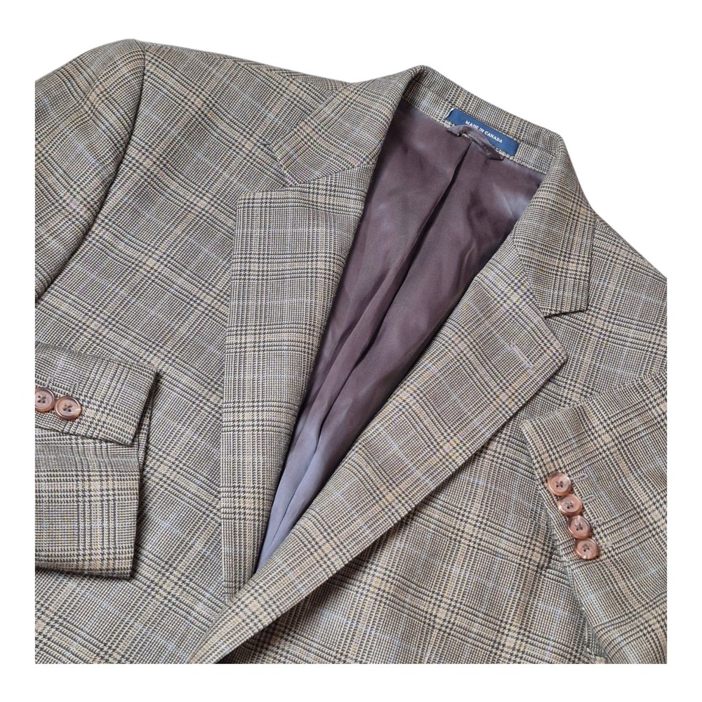 VTG Ralph Lauren Men's 42L Silk Wool Glen Plaid Sport Coat Blazer Preppy Classic